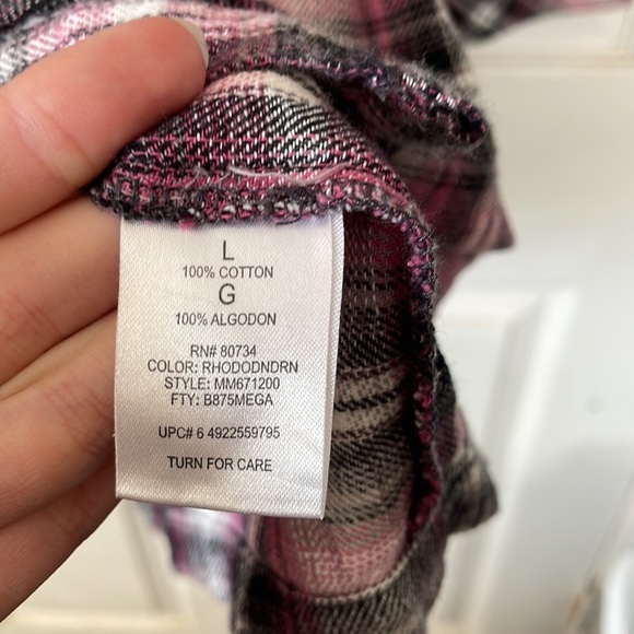 Miley Cyrus Maz Azaria purple plad plaid long sleeve button up collared dress L - Picture 8 of 16